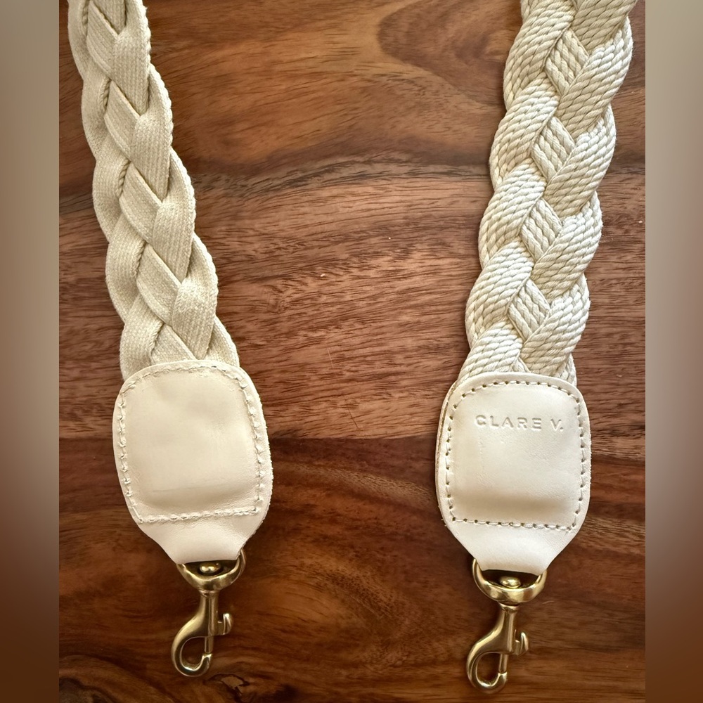 Clare V Cream Braided Crossbody Strap - Picture 2 of 5